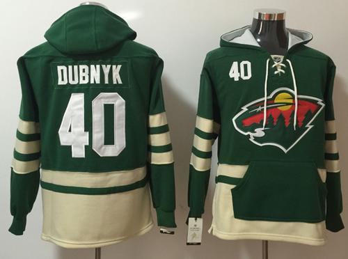 Wild #40 Devan Dubnyk Green Name & Number Pullover NHL Hoodie